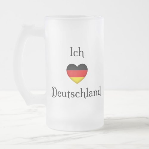 I Heart Germany German Pride World Traveler Frosted Glass Beer Mug
