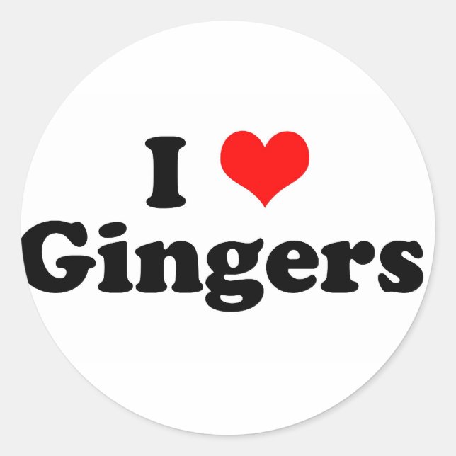 I Heart Gingers Classic Round Sticker (Front)