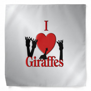 I Heart Giraffes Silver Bandana