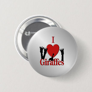 I Heart Giraffes Silver Button