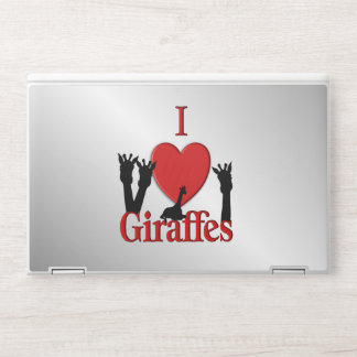 I Heart Giraffes Silver HP Laptop Skin