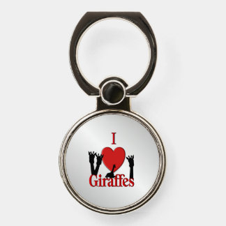I Heart Giraffes Silver Phone Ring Stand
