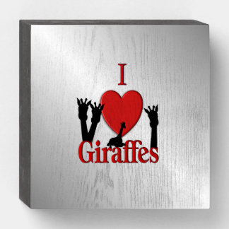 I Heart Giraffes Silver Wooden Box Sign