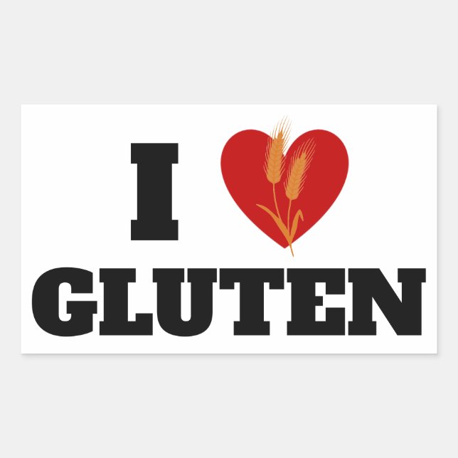 I HEART GLUTEN - I Love Gluten - Rectangular Sticker (Front)