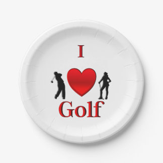 I Heart Golf Paper Plates