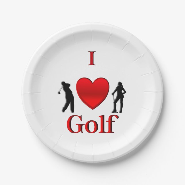 I Heart Golf Paper Plates (Front)