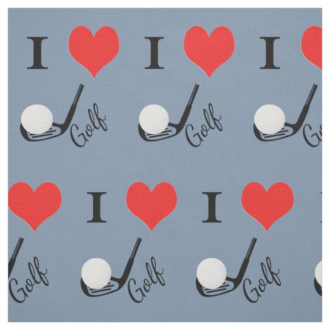 I heart golf -  text in faded denim color fabric (Swatch)