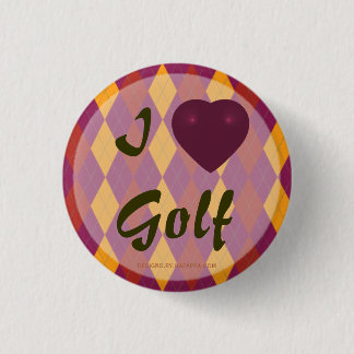I Heart Golf Tropical Argyle Button