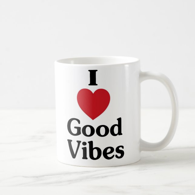 I heart good vibes simple love coffee mug (Right)