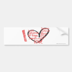 I Heart Graffiti Pink Bumper Sticker