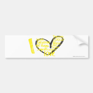I Heart Graffiti Yellow Bumper Sticker