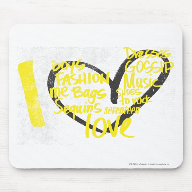 I Heart Graffiti Yellow Mouse Pad (Front)