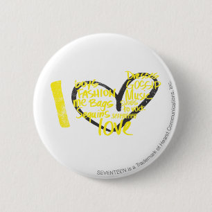 I Heart Graffiti Yellow Pinback Button