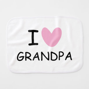 I heart grandpa baby spit rag for newborn child burp cloth