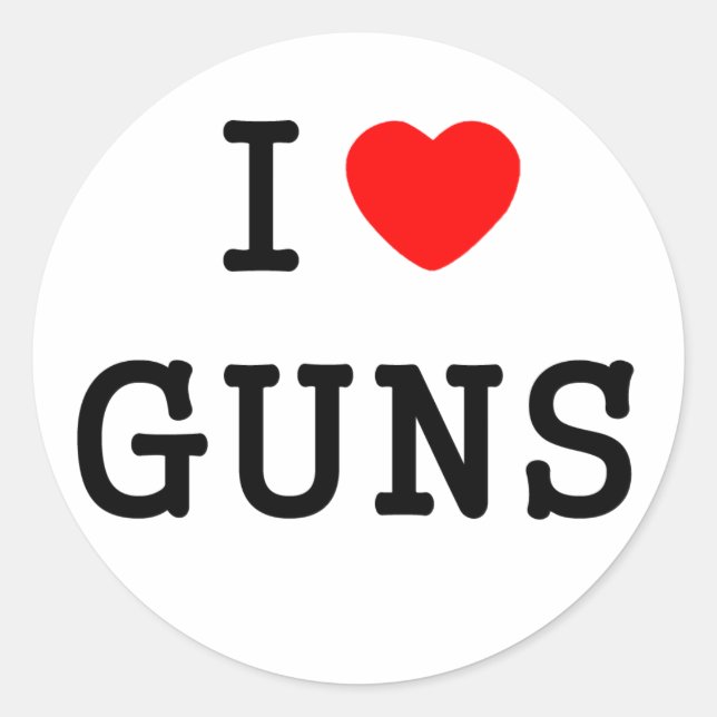 I Heart Guns Classic Round Sticker (Front)