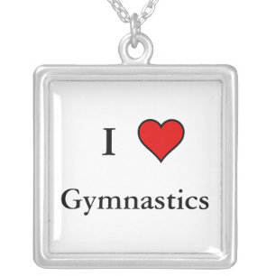 I Heart Gymnastics Silver Plated Necklace