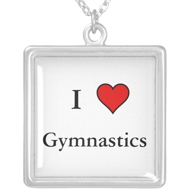 I Heart Gymnastics Silver Plated Necklace (Front)