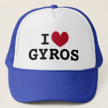 I heart Gyros Greek food lover trucker hat<br><div class="desc">I heart Gyros Greek food lover trucker hat. Cool cap for love of Greek cuisine. Available in blue and other colors. Great for chef,  cook,  friends,  family etc.</div>