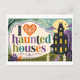 "I [Heart] Haunted Houses" Postcard