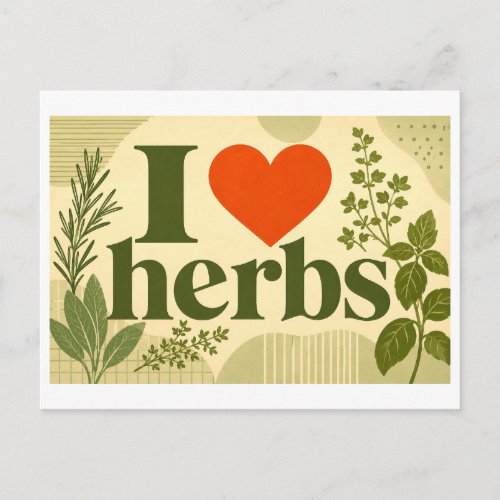 "I [Heart] Herbs" Postcard