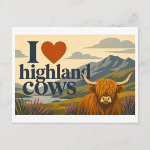 "I [Heart] Highland Cows" Postcard