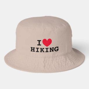 I heart hiking beige bucket hat for traveling