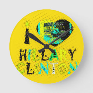 I Heart Hillary Clinton: Graffiti Expression Art Round Clock