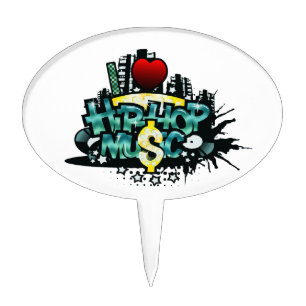 I Heart Hip Hop Music Cake Topper