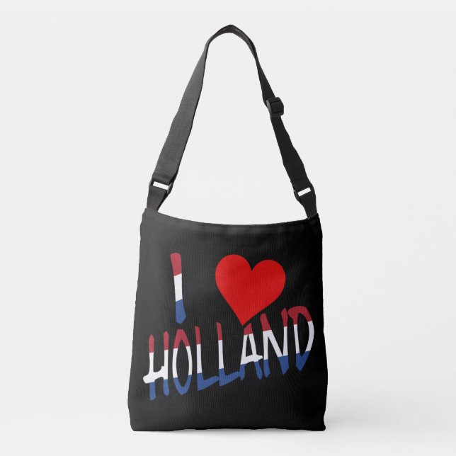 I Heart Holland overlay on bk cbbt Crossbody Bag (Front)