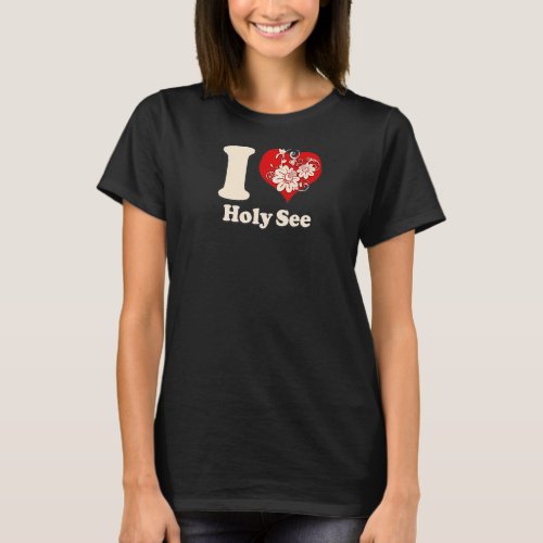 I Heart Holy See Floral Heart T_Shirt