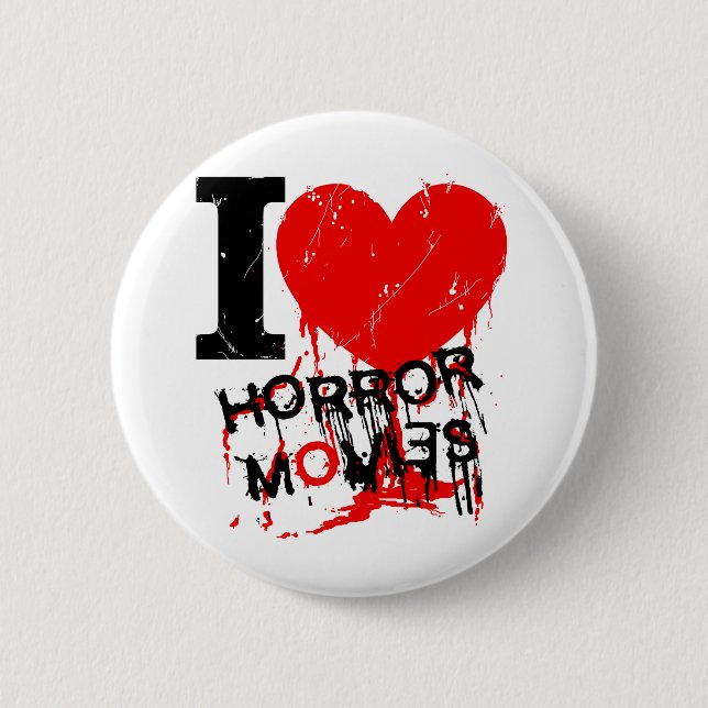 I HEART HORROR MOVIES PINBACK BUTTON (Front)