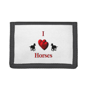I Heart Horses Design Tri-fold Wallet