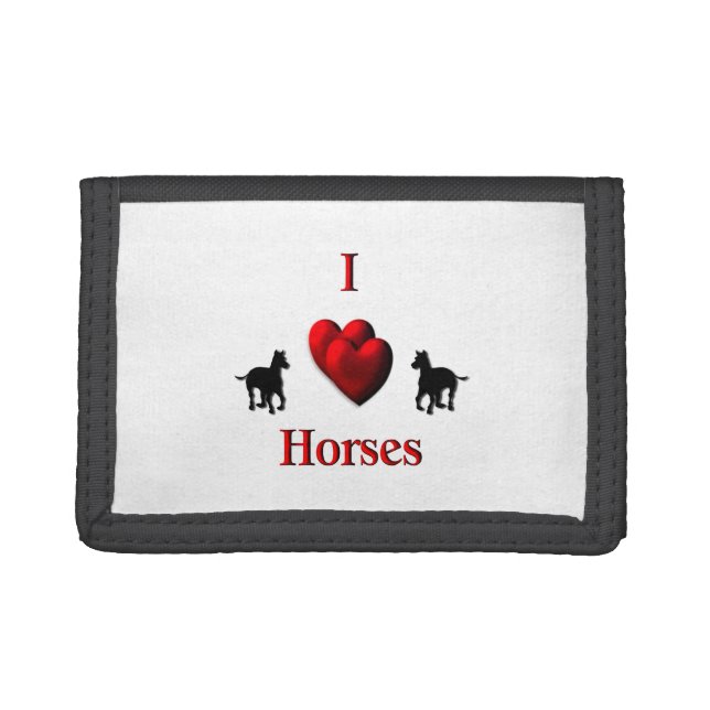 I Heart Horses Design Trifold Wallet (Front)