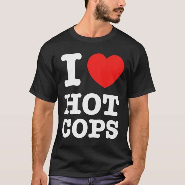 I Heart Hot Cops Premium T-Shirt (Front)