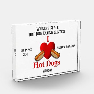 I Heart Hot Dogs Champ Six Text Areas Award