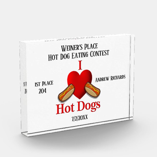 I Heart Hot Dogs Champ Six Text Areas Award (Left)