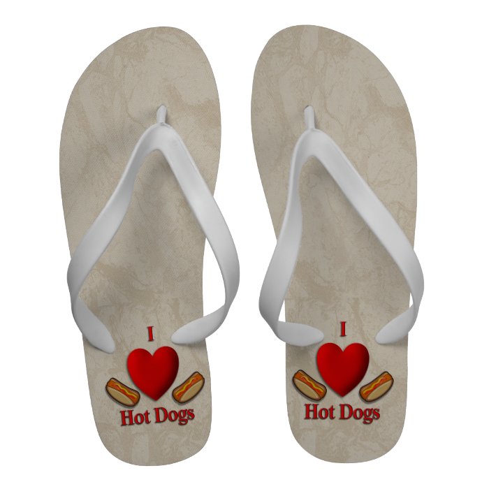 I Heart Hot Dogs Flip Flops