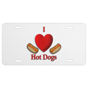 I Heart Hot Dogs License Plate