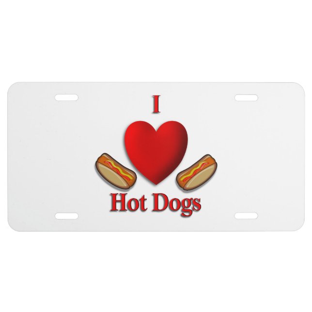 I Heart Hot Dogs License Plate (Front)