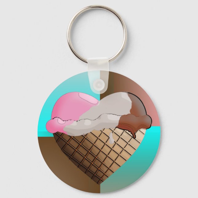 I (Heart) Ice Cream! Neapolitan Keychain (Front)