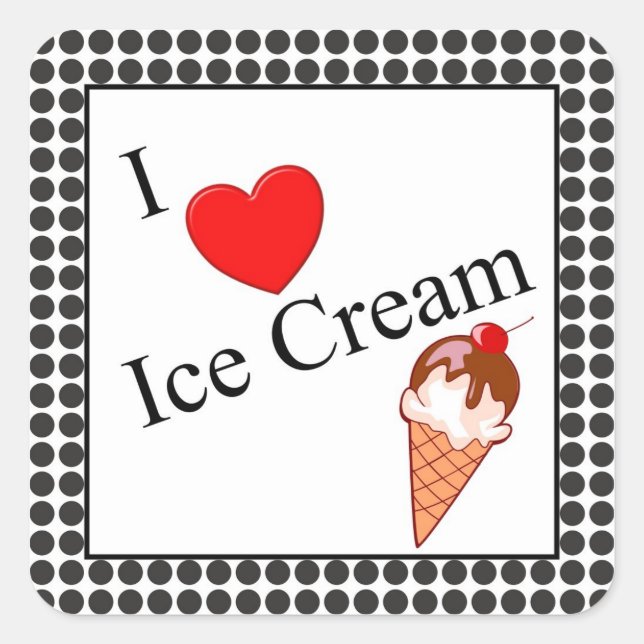 I Heart Ice Cream Square Sticker (Front)