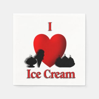 I Heart Ice Cream Standard Cocktail Napkin