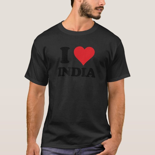 I Heart India First Name I Love Personalized Stuff T-Shirt (Front)