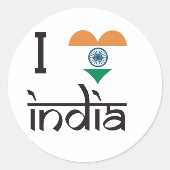 I "Heart" India - I Love India Classic Round Sticker (Front)