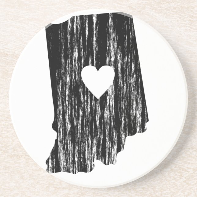 I Heart Indiana Grunge Worn Outline State Love Drink Coaster (Front)
