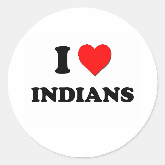 I Heart Indians Classic Round Sticker (Front)