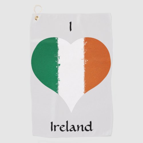 I Heart Ireland Irish Heritage Tricolor Flag Golf Towel