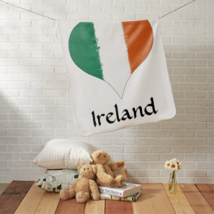 I Heart Ireland Irish Tricolor Flag Baby Blanket