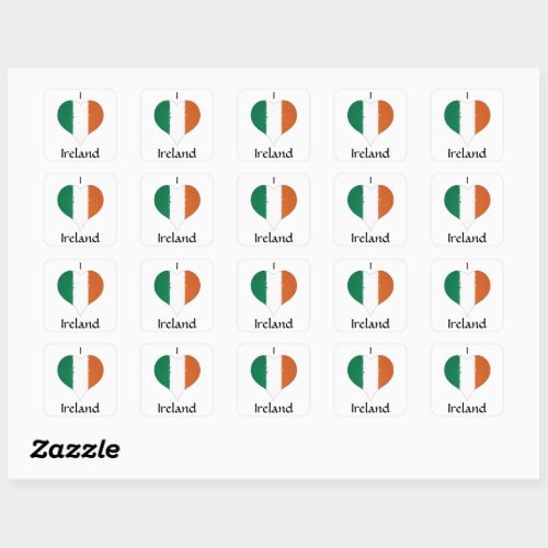 I Heart Ireland Irish Tricolor Flag Square Sticker