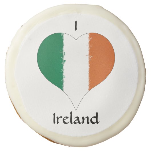 I Heart Ireland Irish Tricolor Flag Sugar Cookie (Front)